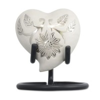 Loving White Heart Keepsake Cremation Urn