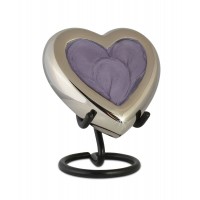 Loving Heart Purple Keepsake Cremation Urn Pewter