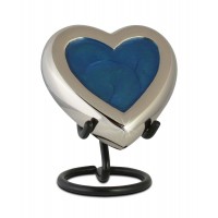 Loving Heart Blue Keepsake Cremation Urn G++---¬+----+ Pewter