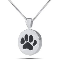 Paw Print Steel Keepsake Cremation Urn Pendant