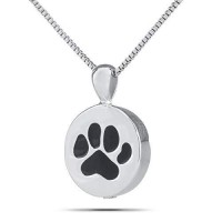 Paw Print Silver Keepsake Cremation Urn Pendant