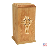 Celtic Cross Oak Cremation Urn