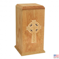 Celtic Cross Oak Cremation Urn