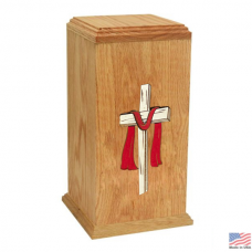 Cross of Faith Oak Cremation Urn