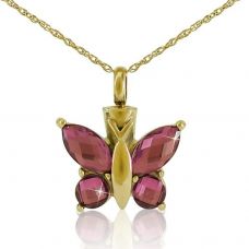 Solid Gold Purple Winged Butterfly