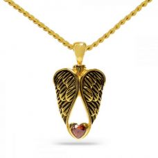 Solid Gold Winged Red Heart