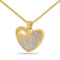 Gleaming Gold steel Crystal Cremation Chamber Pendant Necklace