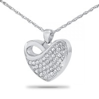 Gleaming Steel Crystal Necklace Keepsake Cremation Urn