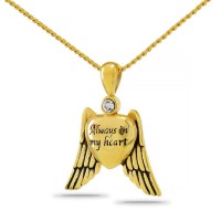 Always In My Heart Gold Wings Steel Keepsake Cremation Urn