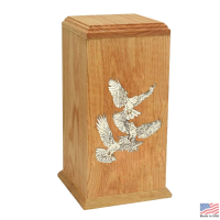 Serenity Doves Oak Cremation Urn