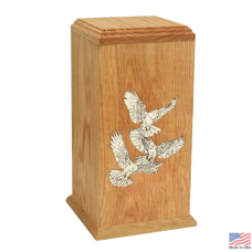 Serenity Doves Oak Cremation Urn